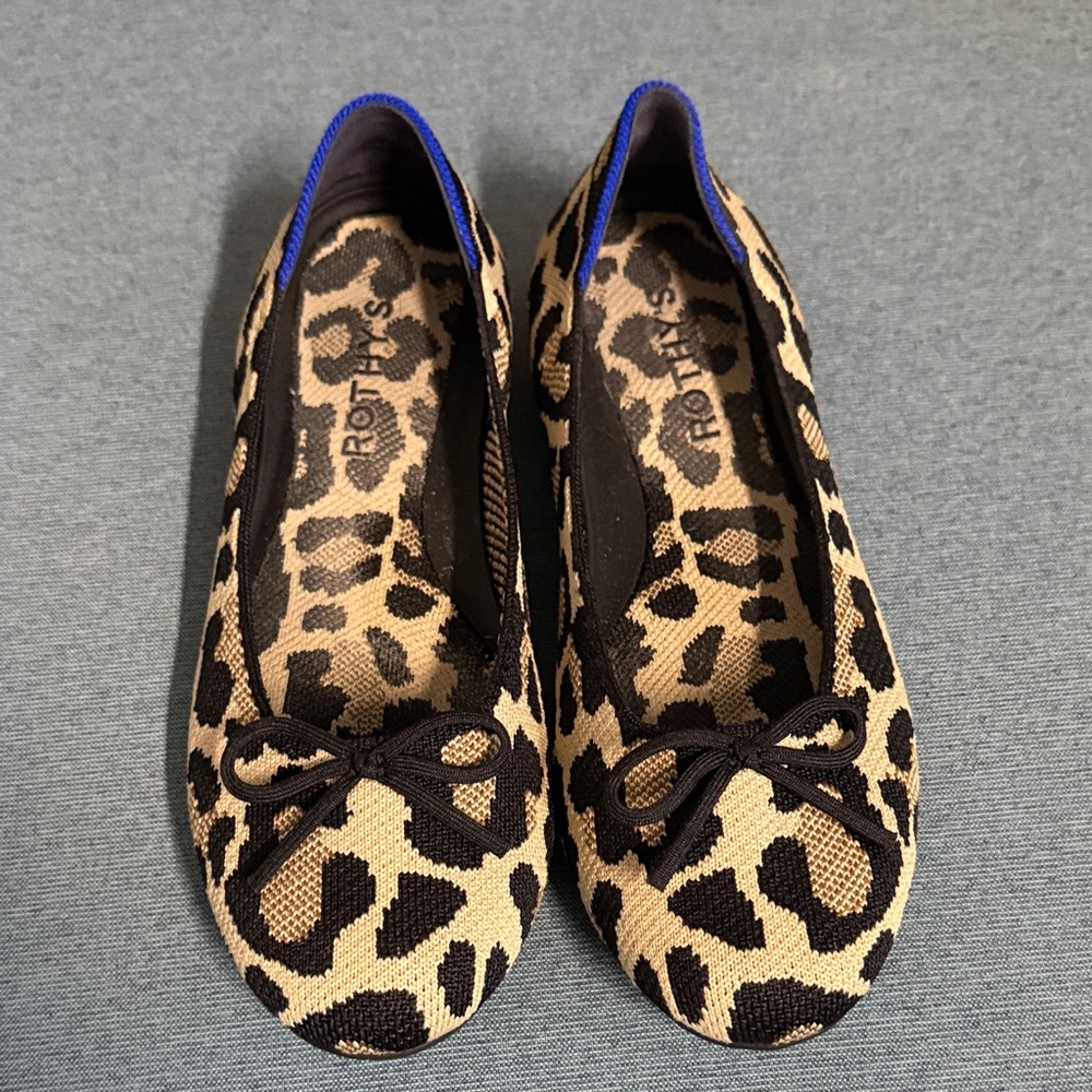 Rothy's Black and Tan Leopard Flats
